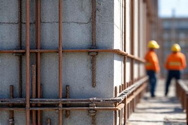 建物の基礎を補強している建設現場